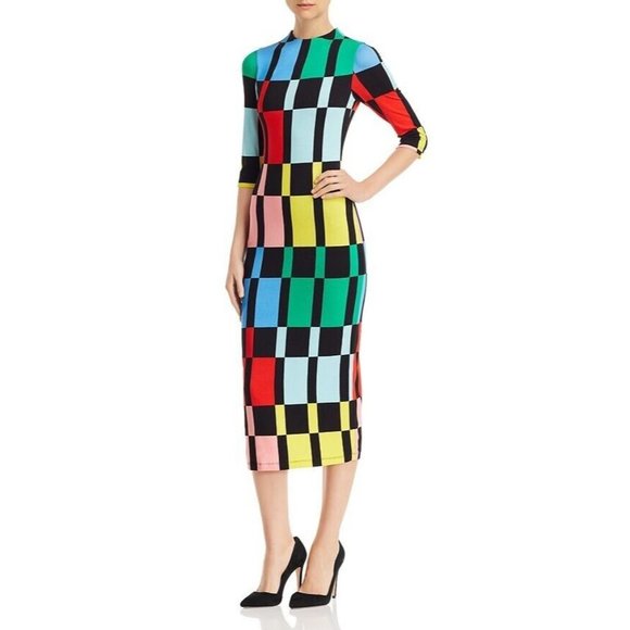 Alice + Olivia Multicolor Checkered Midi Dress - Picture 4 of 13